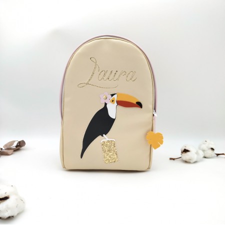 Sac à dos toucan personnalisé pour enfant en cuir végane - Les P’tits Génies