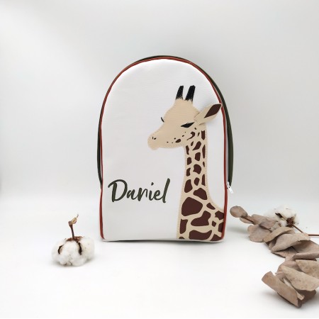 Sac à dos girafe personnalisé pour enfant en cuir végane - Les P’tits Génies