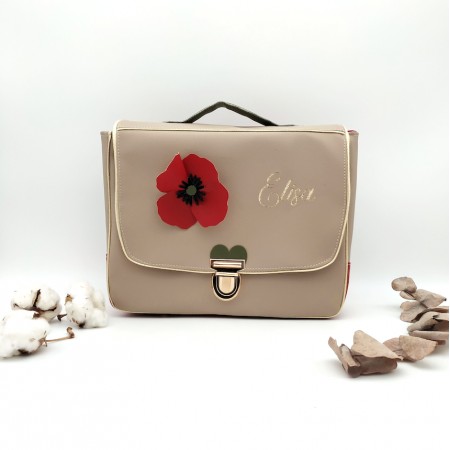 Cartable coquelicot, taupe,...