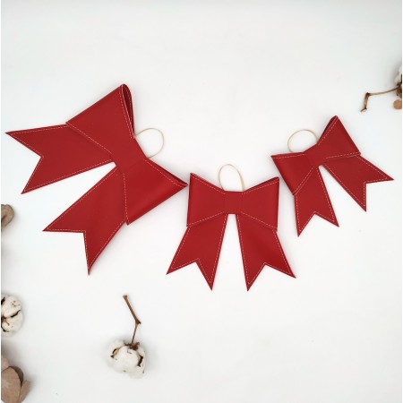 Suspension de Noël noeud rouge personnalisé en cuir végane