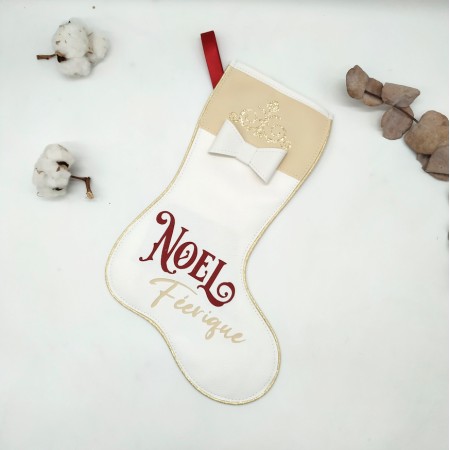 Botte de noël, beige et blanc Noël féérique