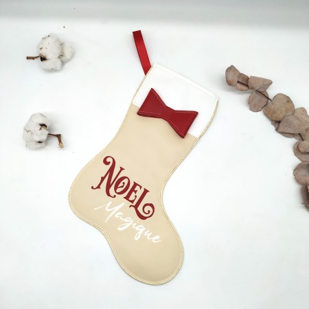 Botte de noël noeud, Rouge et Beige