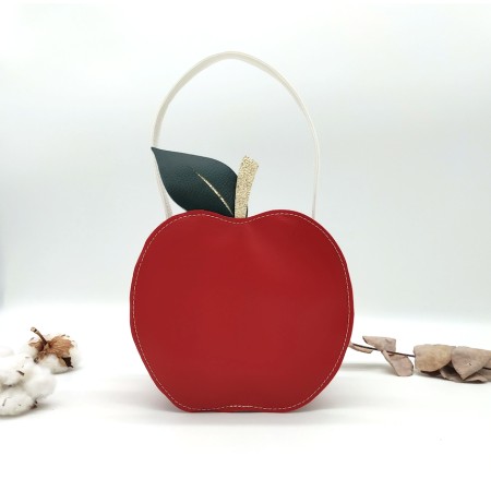 Sac à bonbon pomme empoisonnée, en cuir végane pour Halloween