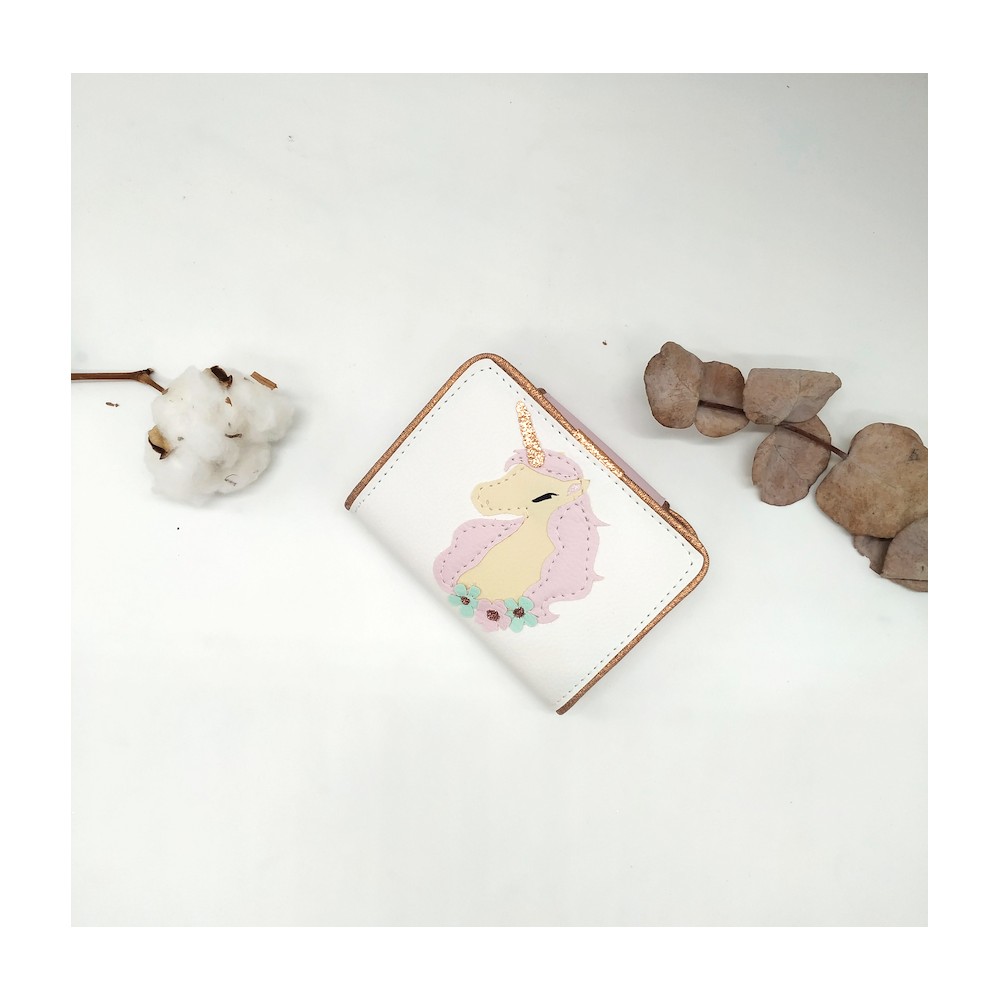 KASESSS Porte-Monnaie Enfant Fille Licorne Rose - Mignon Portefeuille Pliable Avec Cordon, Cadeau Idéal Pour Ado