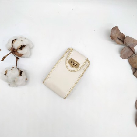 Porte cartes,  Ex voto écru en cuir végane